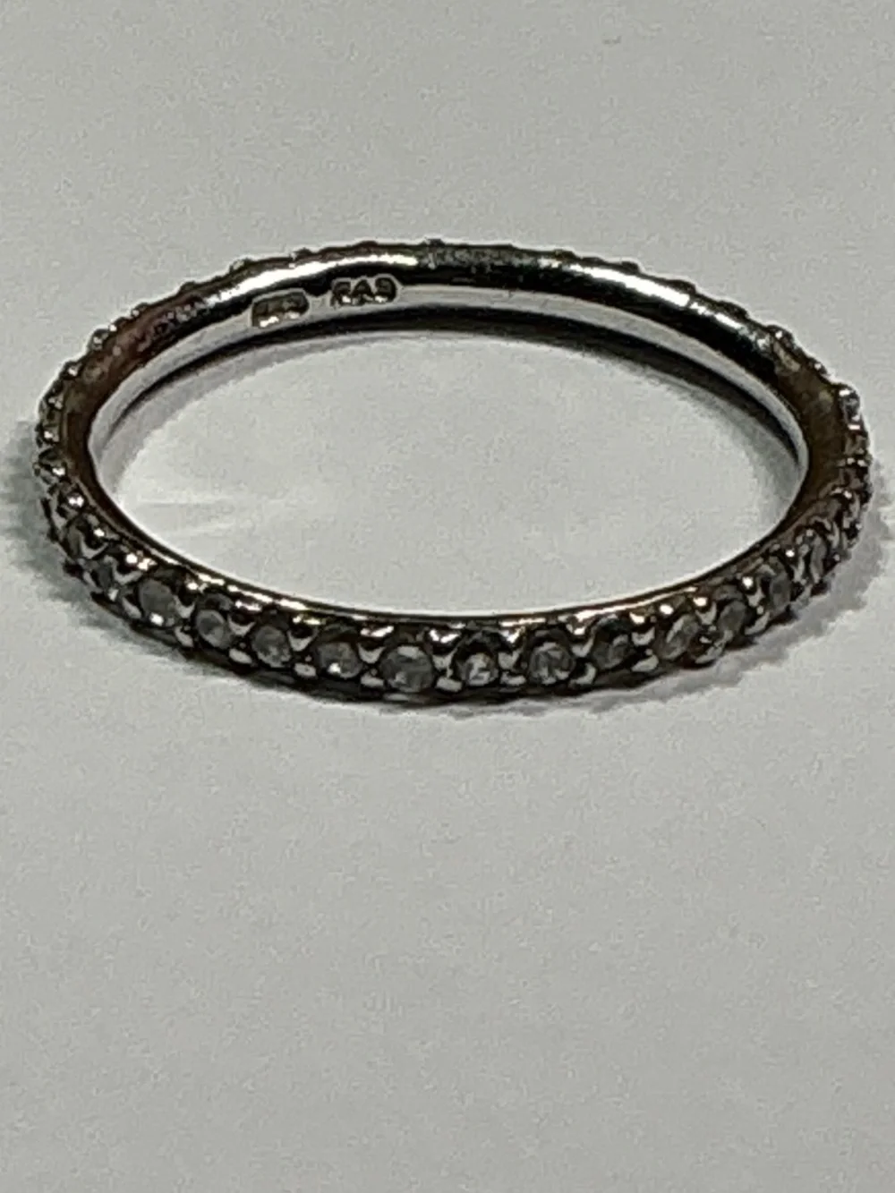 FAS Sterling Silver Ring with clear stones. Size 7